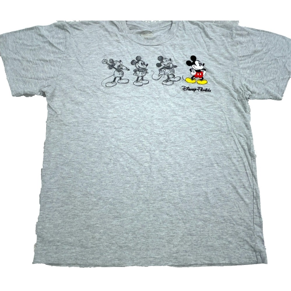 Disney Shirt Men XL Gray Embroidered Mickey Mouse Tee Shadow Retro World Walt *